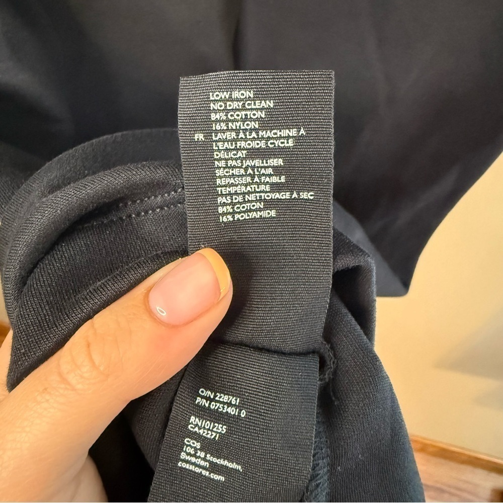 COS Cotton/Nylon Mix Black T-Shirt Shift Dress XS - Picture 5 of 7